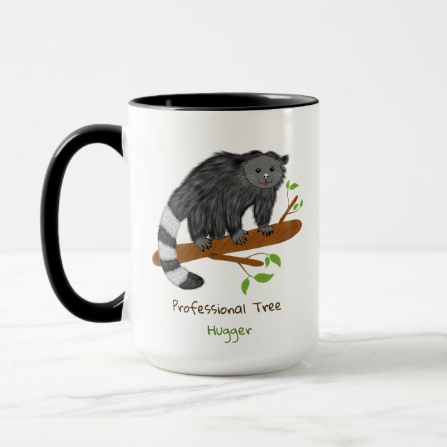 Caneca de Binturong Fofo Abraçador de Árvores Prof (Esquerda)