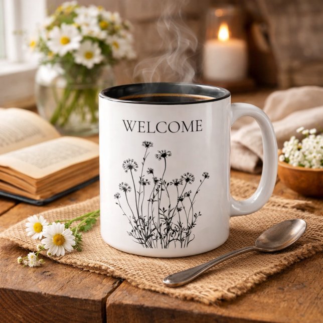 Caneca de Boas-Vindas com Flores Silvestres Simple (Criador carregado)