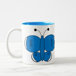 Caneca de Borboleta Colorida Cuja Cura - Azul Comu