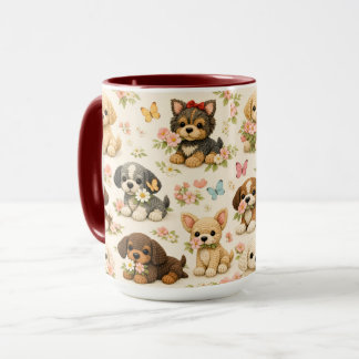 Caneca de Borboleta Floral de Cachorrinho Fofo – A