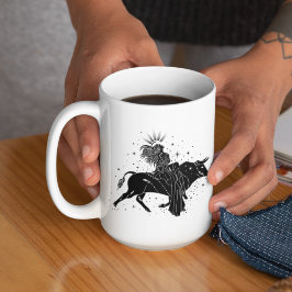 Caneca de borda preta de 15oz com garota dançando