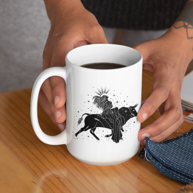 Caneca de borda preta de 15oz com garota dançando  (Criador carregado)