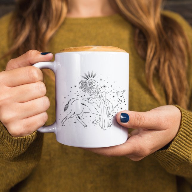 Caneca de borda preta de 15oz TaurusGirl (Criador carregado)