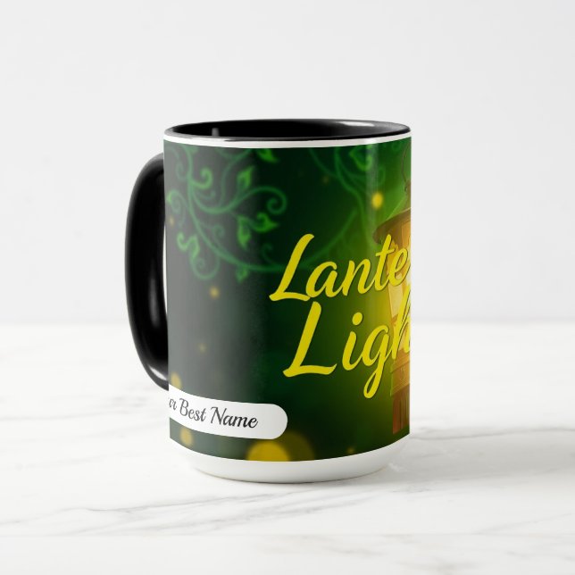 Caneca de Brilho de Luz de Lanterna Personalizada (Frente Esquerda)
