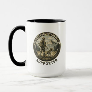 Caneca de Busca e Resgate de Mochileiro e Labrador