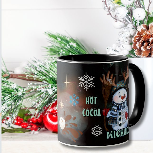 Caneca de cacau quente, Encantada, de inverno (Winter Magic Enchanted snowman Hot Cocoa mug )
