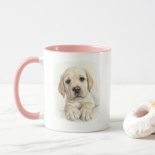 Caneca de Cachorrinho Labrador em Aquarela (Com Donut)
