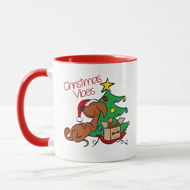 Caneca de cachorro dachshund com vibrações de Nata (Esquerda)