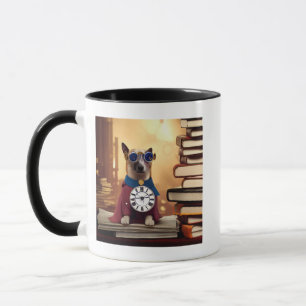Caneca de cachorro super-herói Steampunk de IA