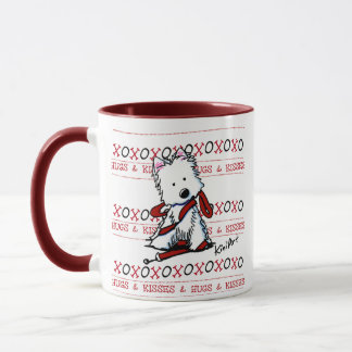 Caneca de Cachorro Westie com Beijos e Abraços