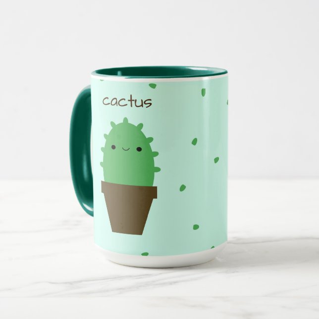 Caneca de Cactus kawaii (Frente Esquerda)