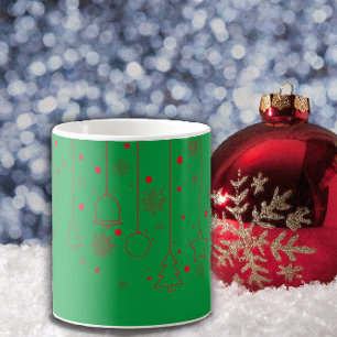 Caneca De Café С de natal Ball star decoração verde Clássica Mug