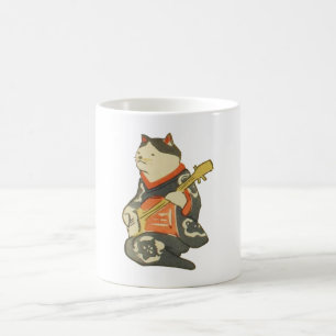 Caneca De Café 三味線を弾く猫, gato do 国芳 que joga a g