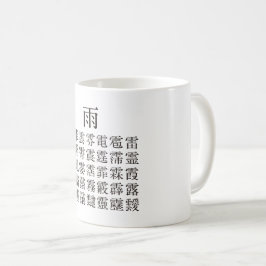CANECA DE CAFÉ 雨 と 雨 冠 の 漢 字
