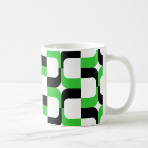 Caneca De Café 020614 - Black and Primavera Green on White (Verde