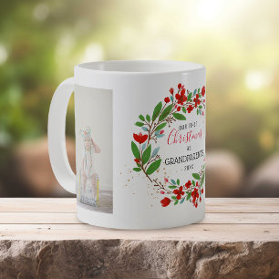 Caneca De Café 1º Natal Coroa Floral dos Avós 2 Fotos