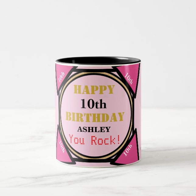 Caneca De Café 10ª garota rosa Dourada (Centro)