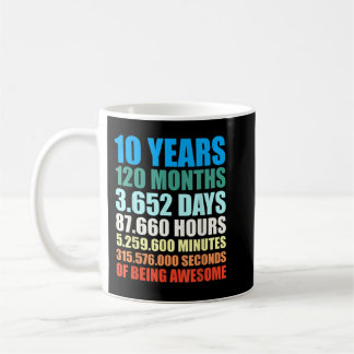 Caneca De Café 10º Aniversário do Garoto Presente 10 Anos Sendo I