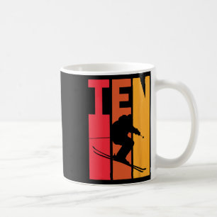 Caneca De Café 10º Aniversário Garoto Retro Esqui Skier 10 Anos O