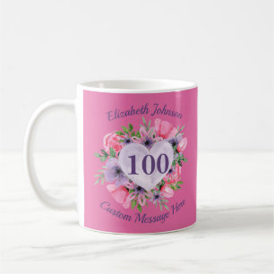 Caneca De Café 100ª Cama de Aniversário Rosa para as Mulheres