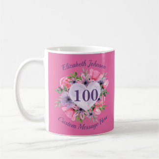 Caneca De Café 100ª Cama de Aniversário Rosa para as Mulheres