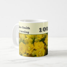 Caneca De Café 100º aniversário Milestone Yellow Flower Floral