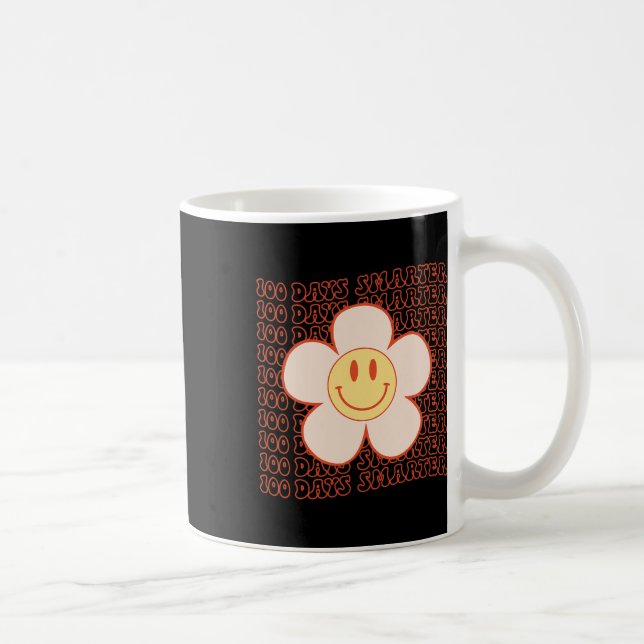 Caneca De Café 100º Dia Da Escola Retro Groovy Face Feliz 100 Da (Direita)