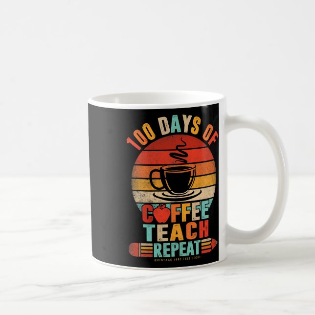 Caneca De Café 100º Dia De Professores Retrópicos Da Escola Tomam (Direita)