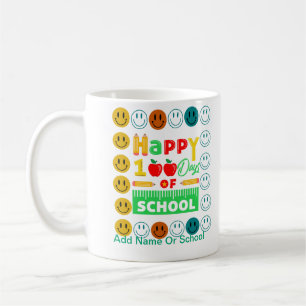 Caneca De Café 100.º Dia de Ensino - Rosto de Sorriso Bonito
