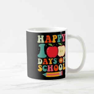 Caneca De Café 100.º Dia De Professores Crianças Retro Groovy 100