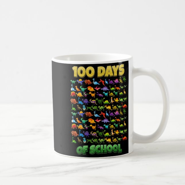 Caneca De Café 100 Days Of School Dinosaur 100 Days Smarter  (Direita)