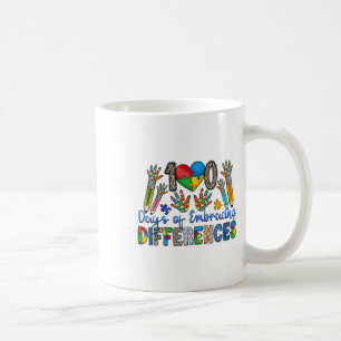 Caneca De Café 100 Dias De Abraçar Diferenças Autismo 100º