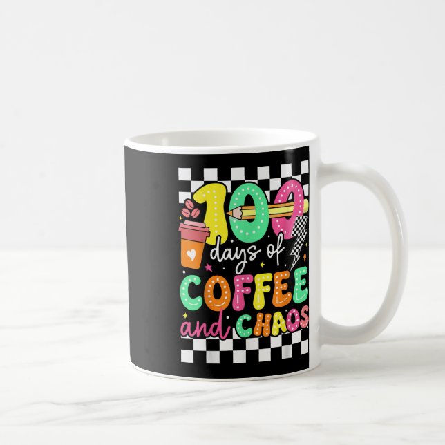 Caneca De Café 100 Dias De Café &amp; Professor De Caos Retro 10 (Direita)