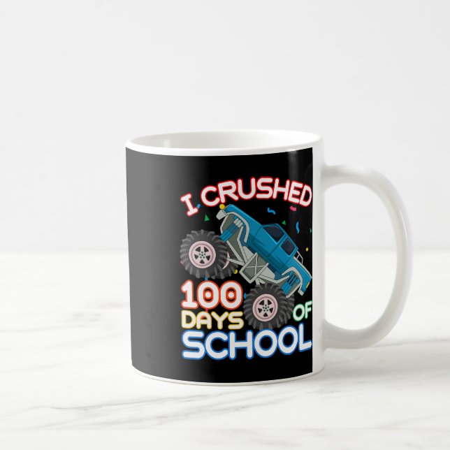Caneca De Café 100 Dias De Caminhão De Monstro Escolar 100.º Dia  (Direita)