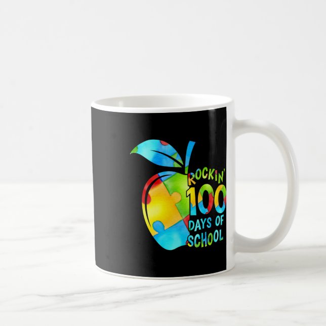 Caneca De Café 100 Dias De Consciência Do Autismo Da Apple Quebra (Direita)