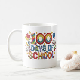 Caneca De Café 100 Dias de Escola Coloridos