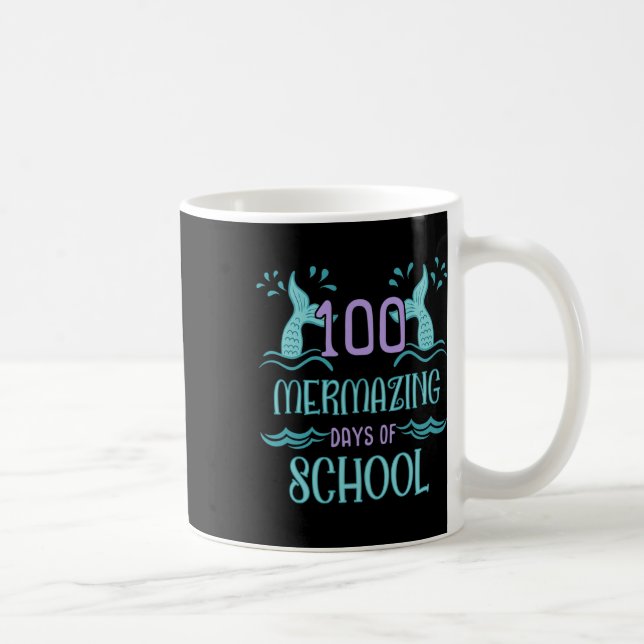 Caneca De Café 100 Dias De Escola Para Meninas Sereia Dotada (Direita)