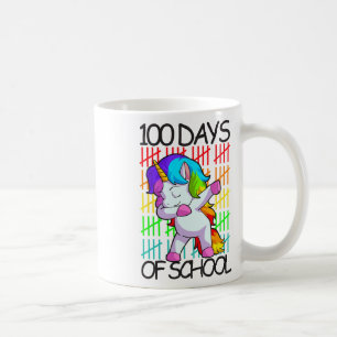 Caneca De Café 100 Dias De Meninas Escolares De Unicórnio Dotado