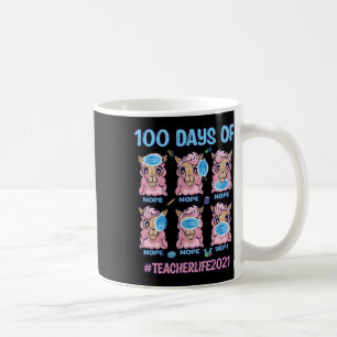 Caneca De Café 100 Dias De Professora Llama Vestindo Máscara Wron