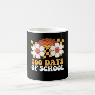 Caneca De Café 100 Dias De Retrô De Esfregão-Arco-Íris De Flor Es