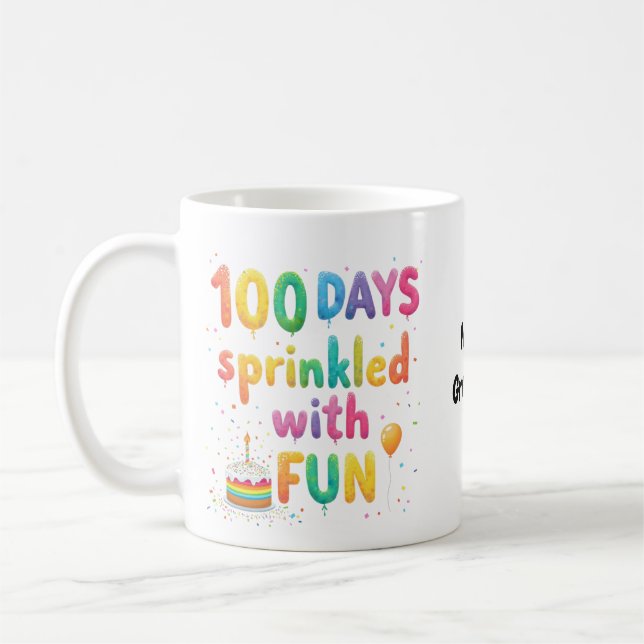 Caneca De Café 100 Dias Salpicados de Diversão Celebre a Alegria  (Esquerda)