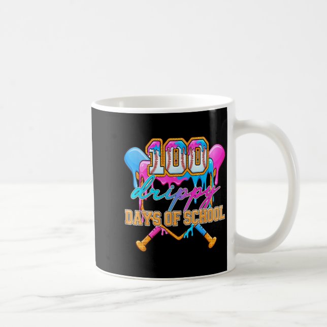 Caneca De Café 100 Drippy Days Of School Baseball Ice Cream Drip  (Direita)
