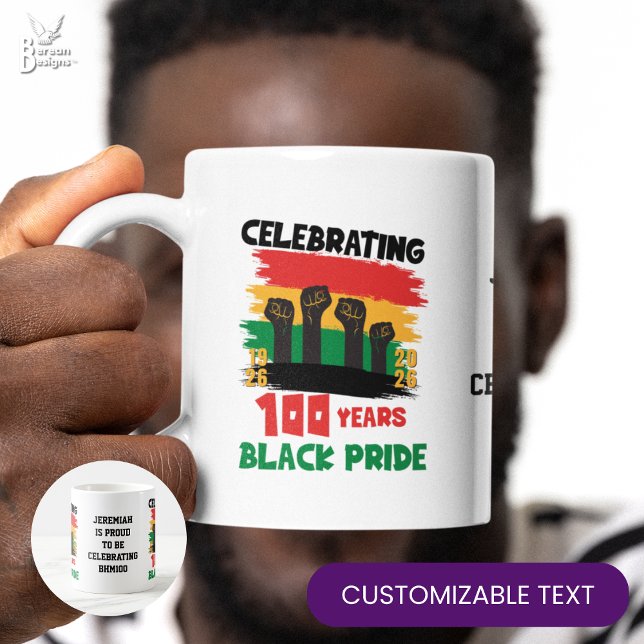 Caneca De Café 100 Years Souvenir Centennial Black History Month (Colorful BLACK HISTORY MONTH CENTENNIAL souvenir mug celebrating 100 years of Black pride/exellence)