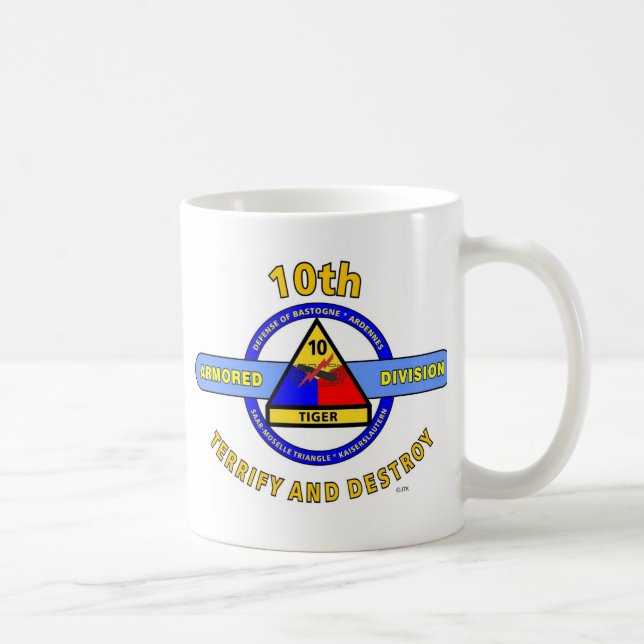 Caneca De Café 10o A DIVISÃO BLINDADA " TERRIFICA & DESTRÓI " o (Direita)