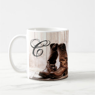 Caneca De Café 11 Oz. Café Mug botas no campo rustic oeste wea