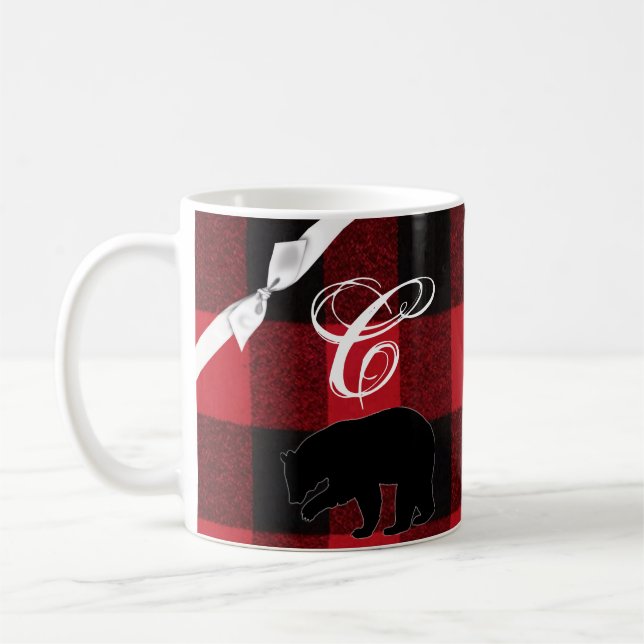Caneca De Café 11 Oz. Café Mug Red Buffalo Xadrez Urso Preto (Esquerda)