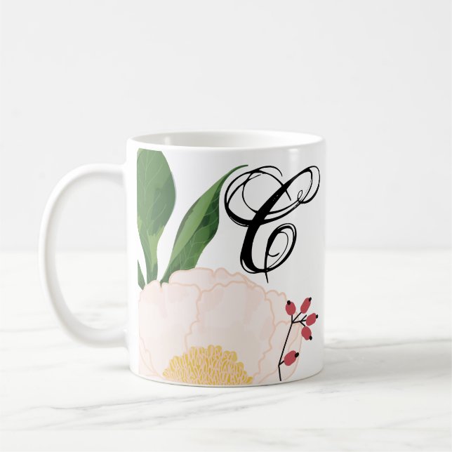 Caneca De Café 11 Oz. Flores Brancas de Café Mug em Branco (Esquerda)