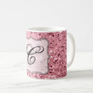 Caneca De Café 11 Oz. Glitter Dourado de Rosa de café