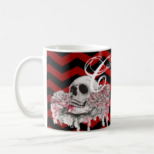 Caneca De Café 11 Oz. gótico Rosa Chevron preto