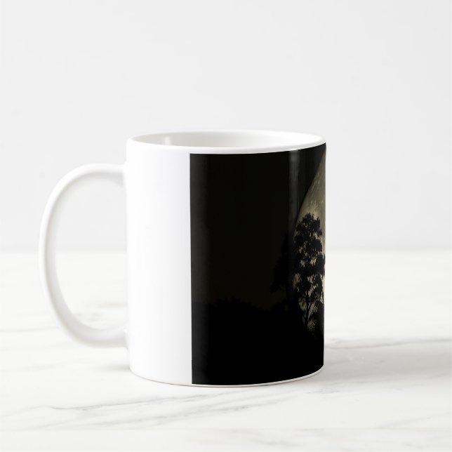 Caneca De Café 11 oz mug with "Swans in the Moonlight" image (Esquerda)